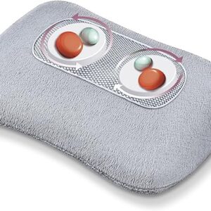 Beurer MG 145 massagekudde, nackmassageapparat för ryggen för en avkopplande Shiatsu-massage, värmefunktion, tvättbart överdrag, 4 massagehuvuden, grå