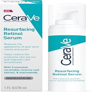 CeraVe Hudförnyande Retinol-serum, ansiktsserum för jämn hud och blekta finnar färger, med ceramider och niacinamid, 1 x 30 ml